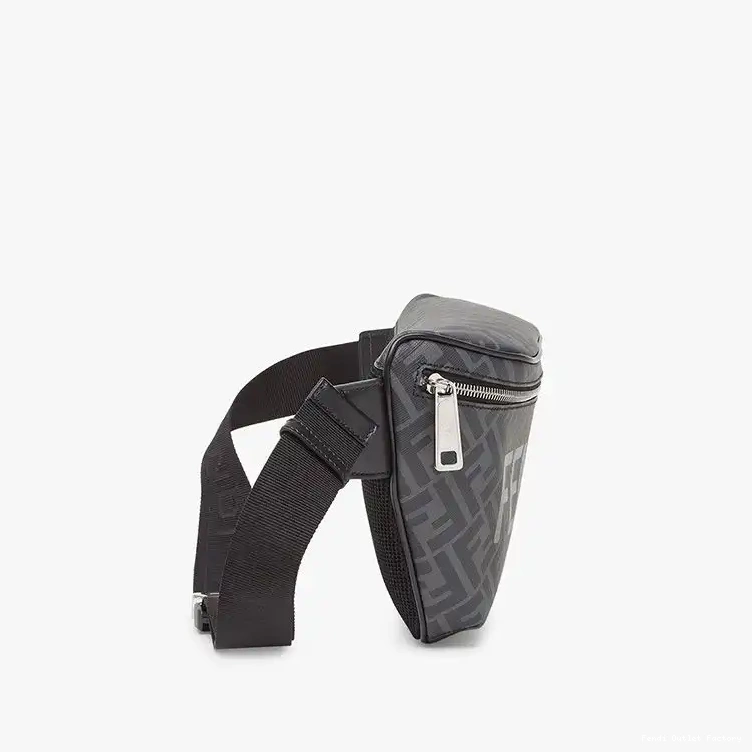 Affordable HOT Fendi ROMA FF Black Logo Fabric Belt Motif In Bag 0701